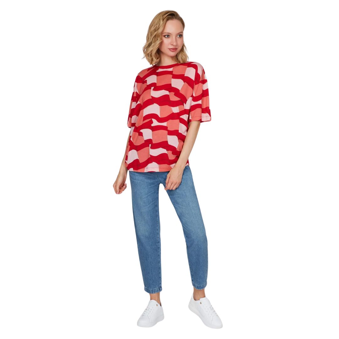 Tommy Hilfiger Rövid Ujjú Póló | piros mintás