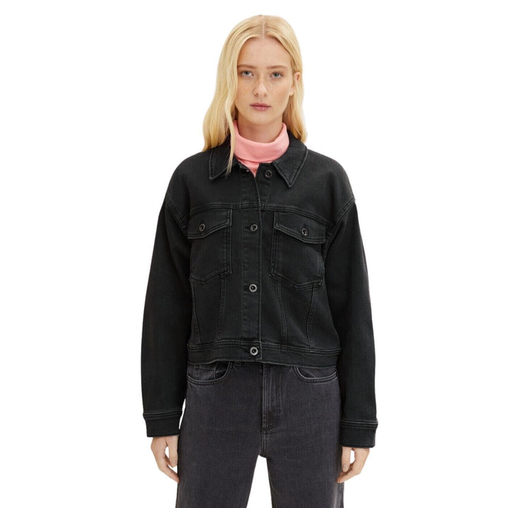 Tom Tailor Crop Farmerdzseki | Koptatott Fekete