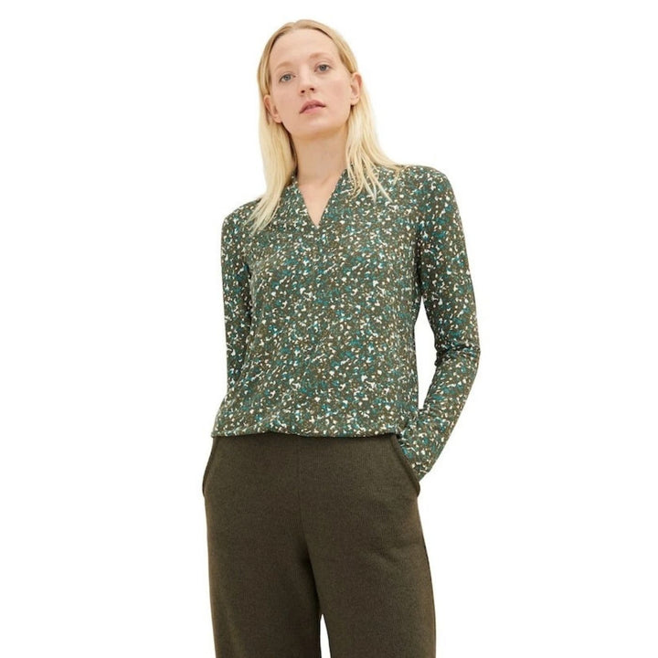 Tom Tailor Hosszú Ujjú Mintás Felső | Sötétzöld