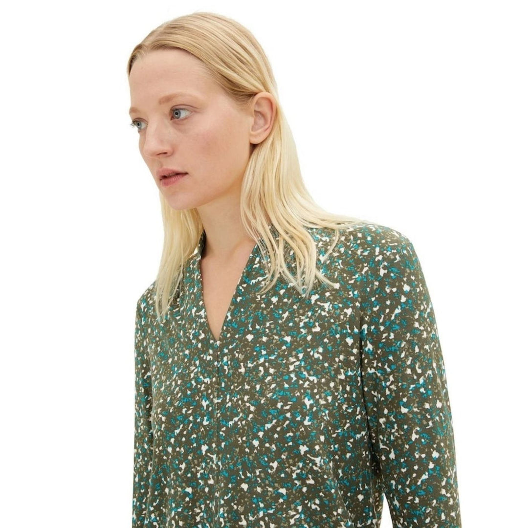 Tom Tailor Hosszú Ujjú Mintás Felső | Sötétzöld