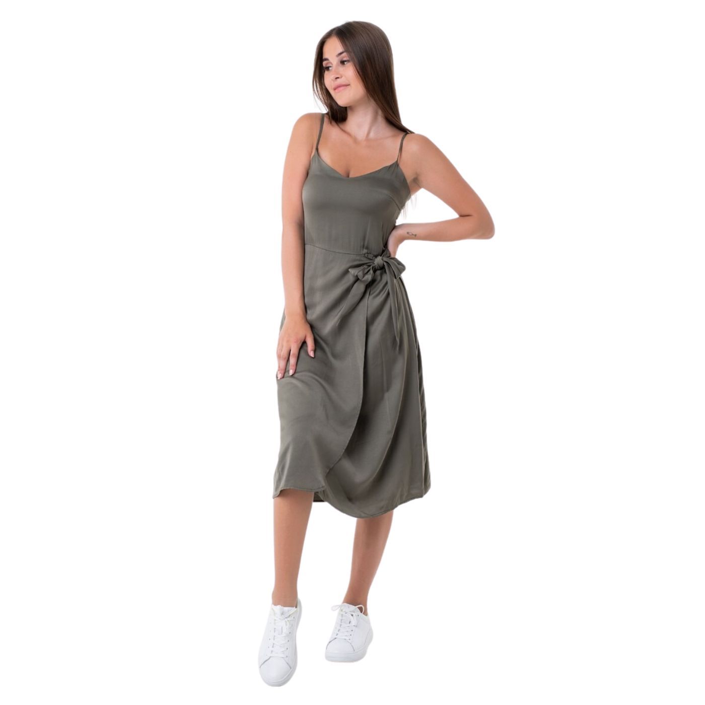 Tom Tailor Megkötős Spagettipántos Ruha | Khaki
