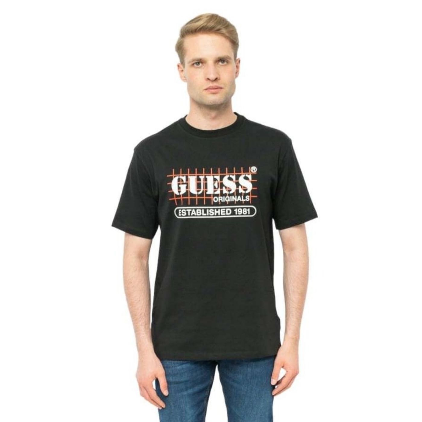 Guess Rövid Ujjú Feliratos Póló | Fekete