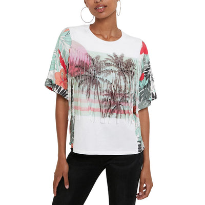 Desigual HONOLULU póló fehér mintás