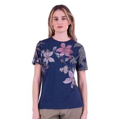 Desigual Tee Crossed Open póló | Sötétkék mintás