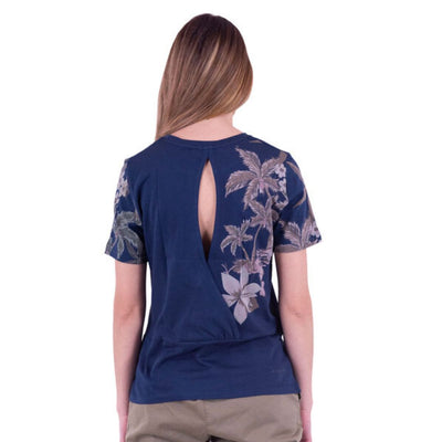 Desigual Tee Crossed Open póló | Sötétkék mintás