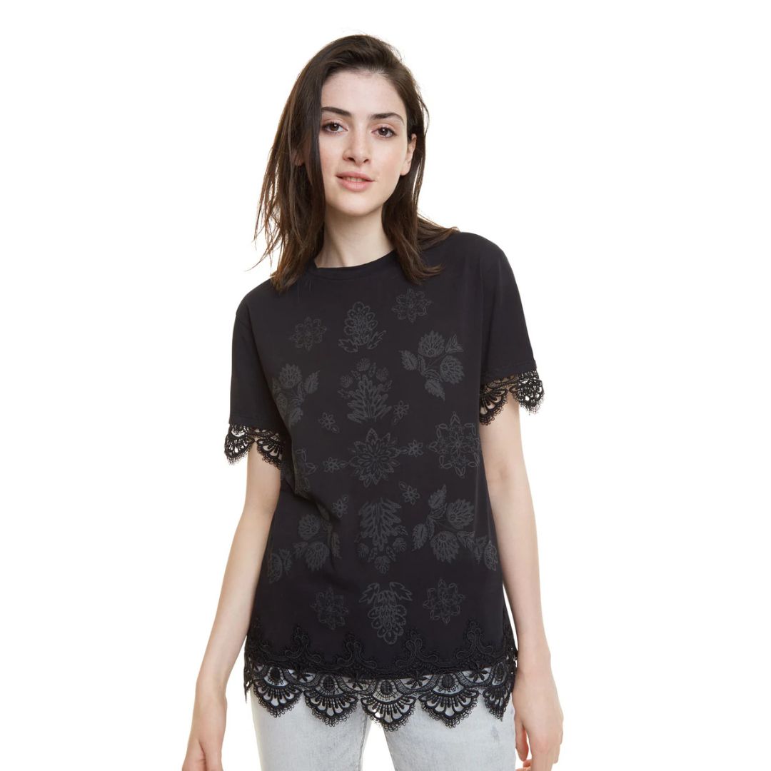 Desigual TS Gante Blúz | Fekete Mintás