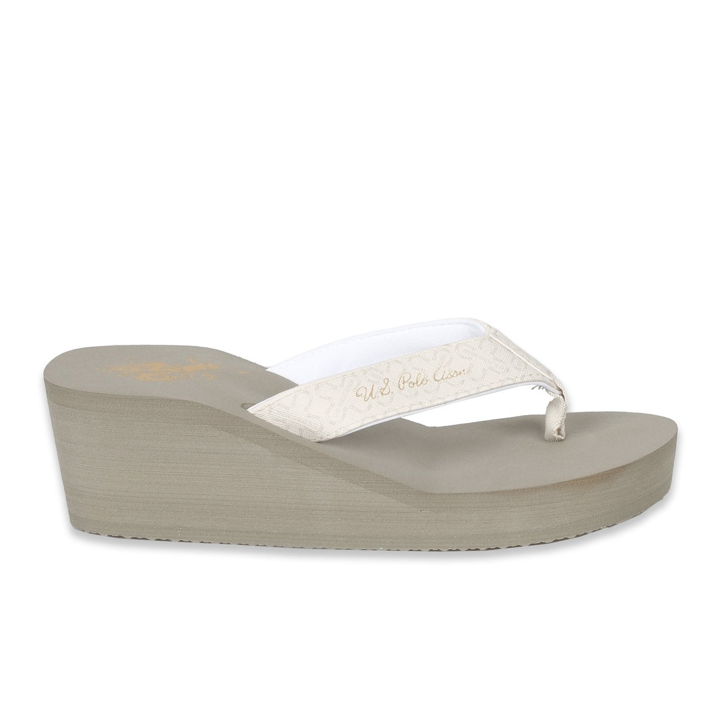 U.S. Polo Assn. Női Platform Papucs | Khaki-Krém