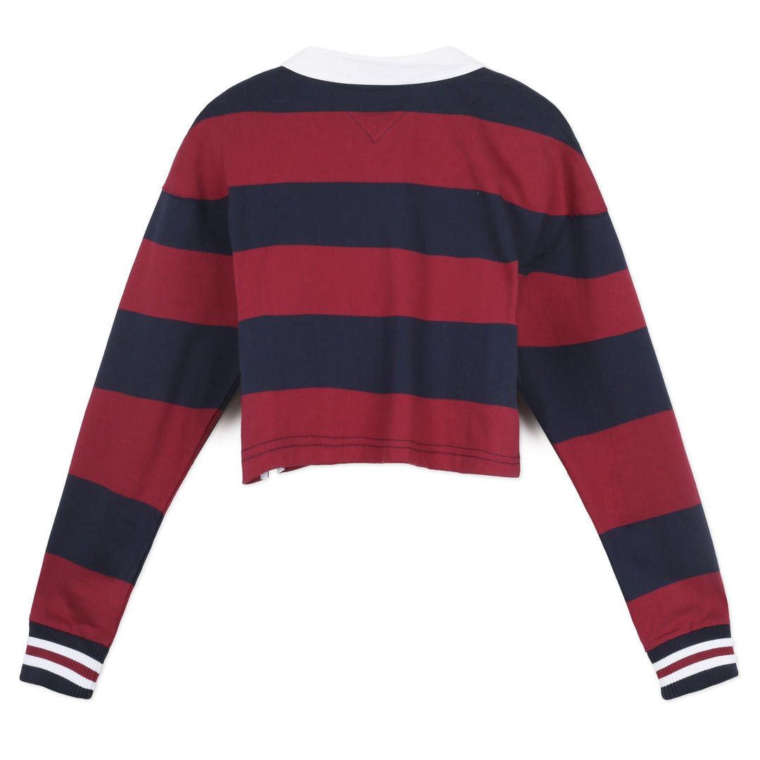 Tommy Hilfiger Hosszú Ujjú crop Felső | Sötétkék-Piros Csíkos