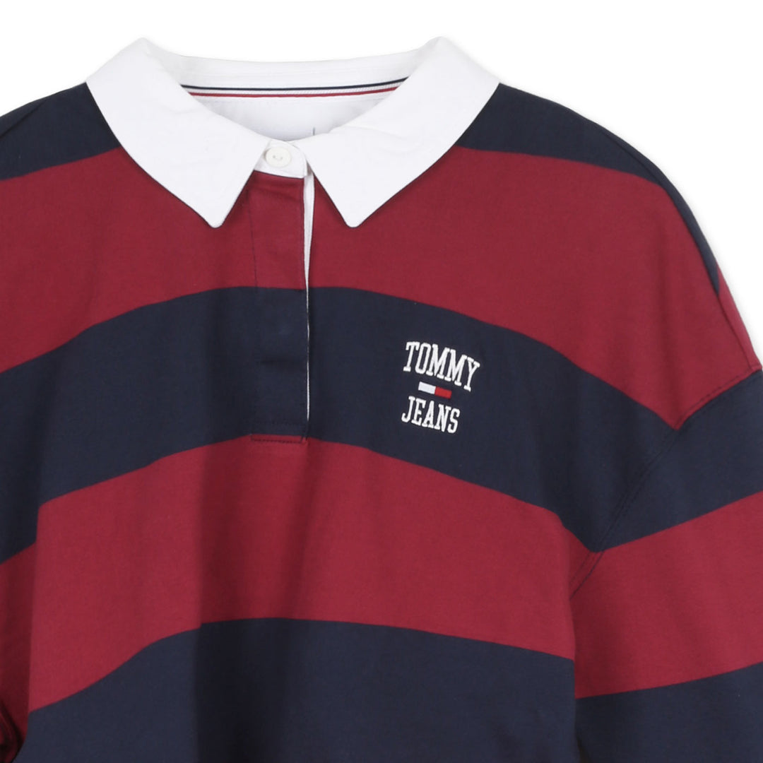Tommy Hilfiger Hosszú Ujjú crop Felső | Sötétkék-Piros Csíkos