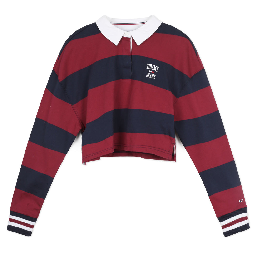 Tommy Hilfiger Hosszú Ujjú crop Felső | Sötétkék-Piros Csíkos