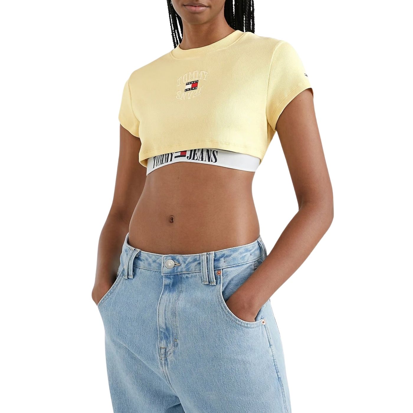 Tommy Hilfiger női Mirror Tee Crop Póló | Sárga