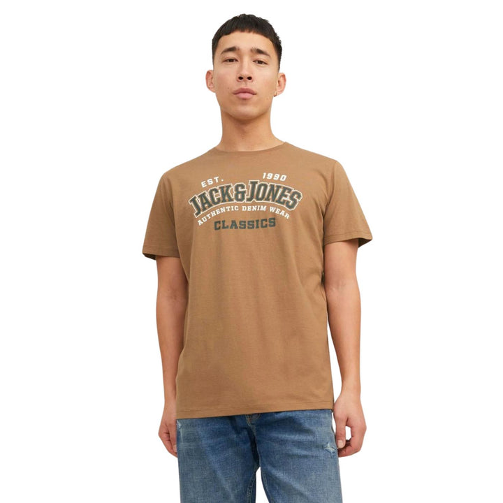 Jack and Jones Férfi JJElogo Tee SS O-neck Póló | Bézs
