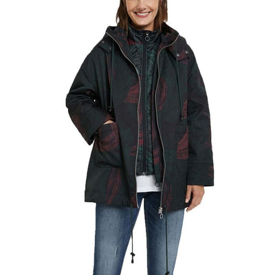 Desigual női Raincoat Winter Jungle dzseki | Fekete Mintás