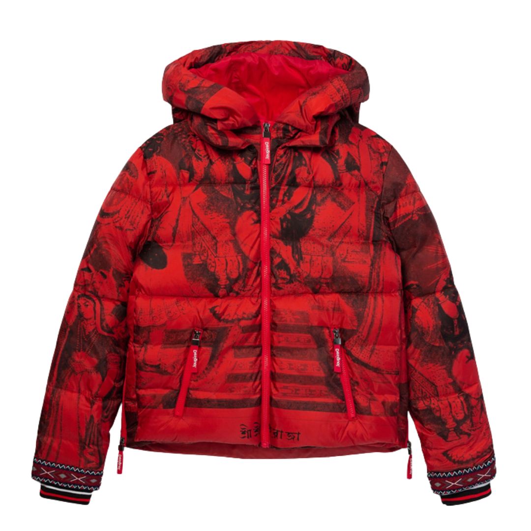 Desigual Padded Balto Dzseki | Piros Mintás