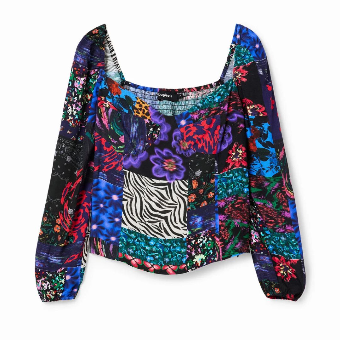 Desigual Női  Patch Flowers Blúz I Fekete