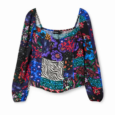 Desigual Női  Patch Flowers Blúz I Fekete