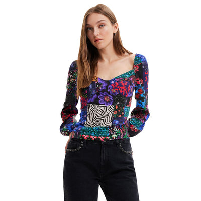 Desigual Női  Patch Flowers Blúz I Fekete