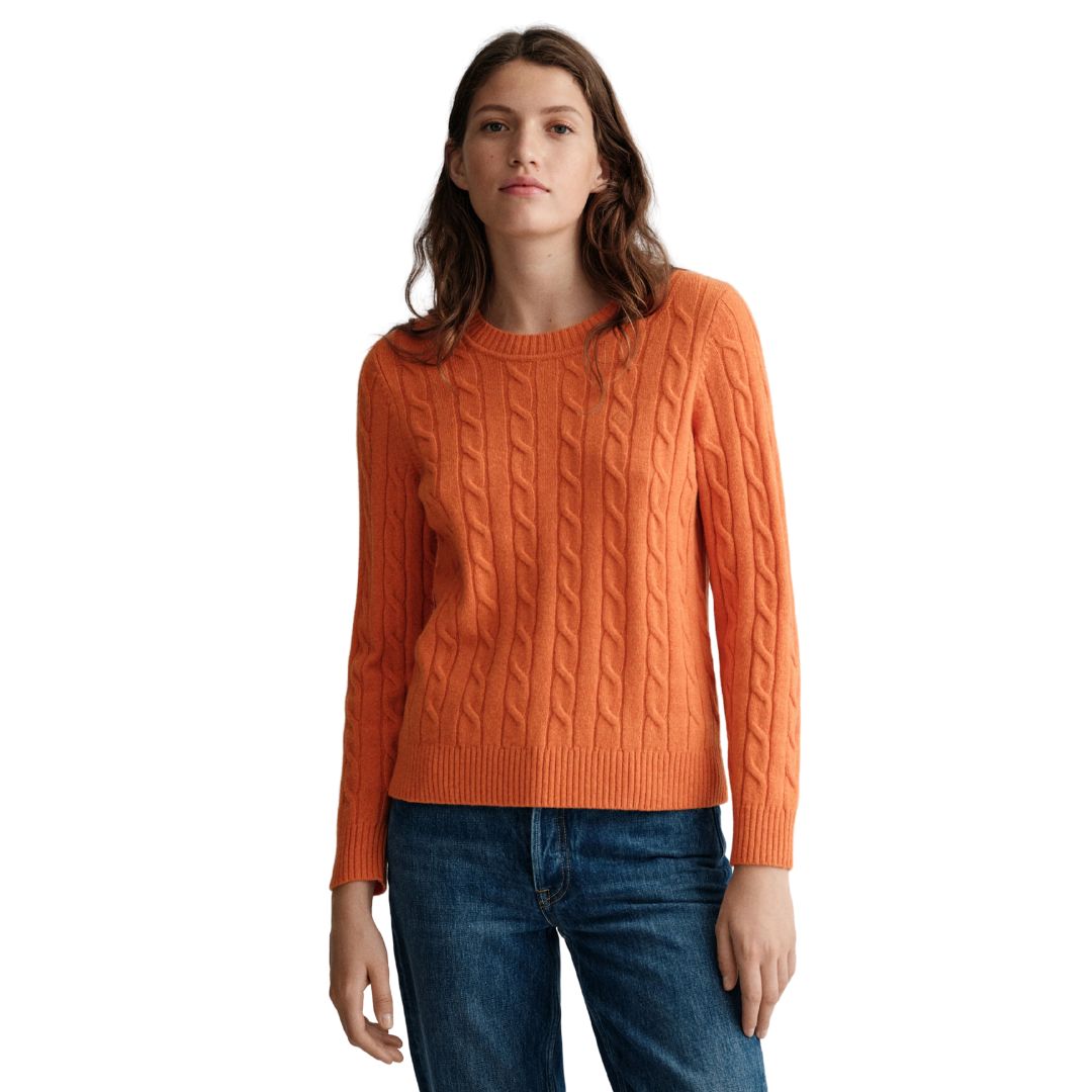 Gant Női Lambswool Cable Pulóver I Narancs