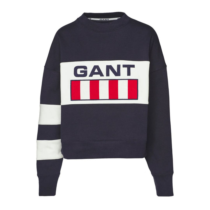 Gant Női   Retro Logo Block Crew Neck Pulóver I Kék