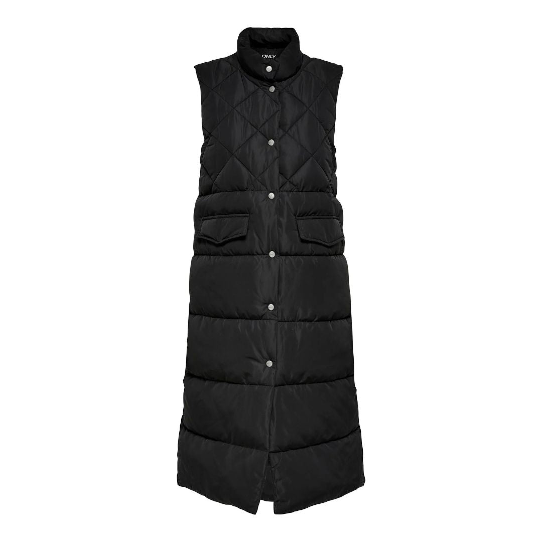 Only Női Onlstacy Quilted Long Mellény I Fekete