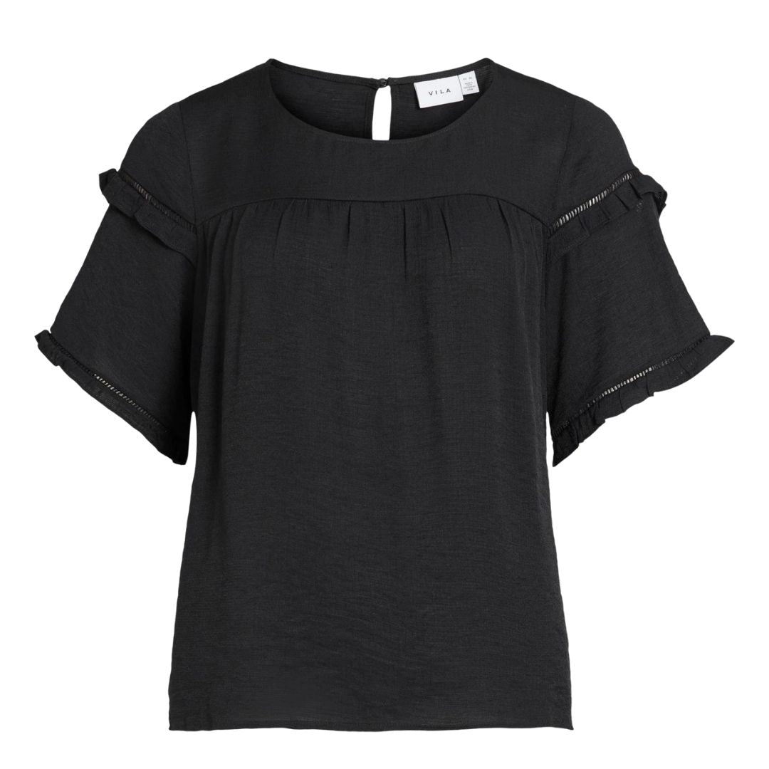 Vila Vivielil O-Neck Top Blúz | Fekete