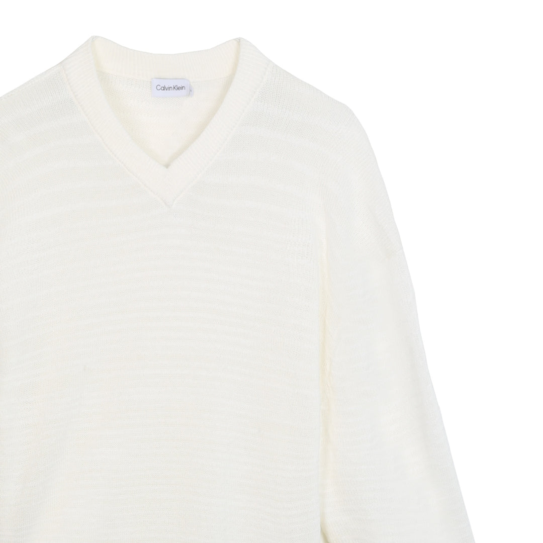 Calvin Klein férfi Tape Yarn Pulóver | Fehér