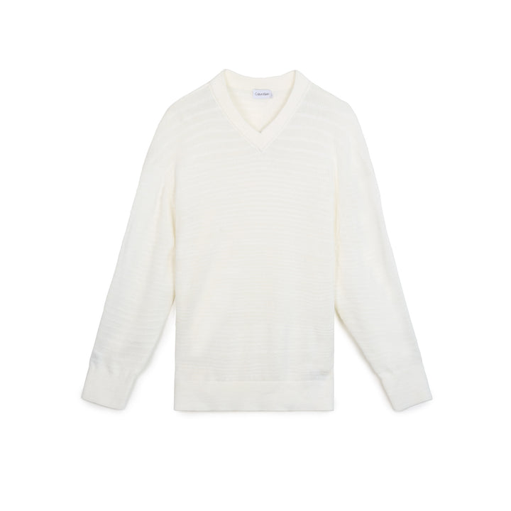 Calvin Klein férfi Tape Yarn Pulóver | Fehér