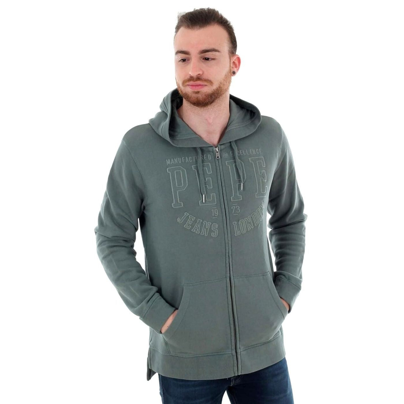 Pepe jeans Logo Hoodie Pulóver | Zöld