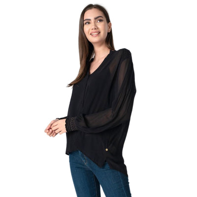 Pepe Jeans Hosszú Ujjú Blúz | Fekete
