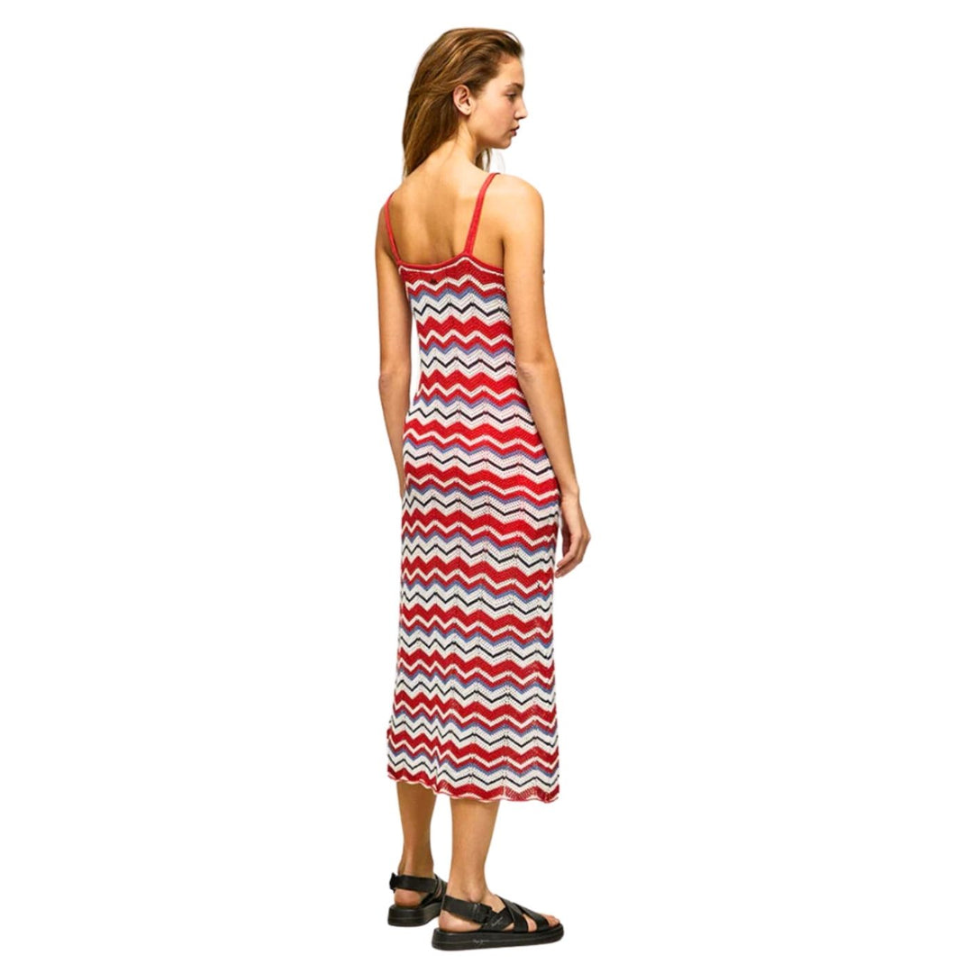 Pepe Jeans Ujjatlan Frida Midi ruha | Piros