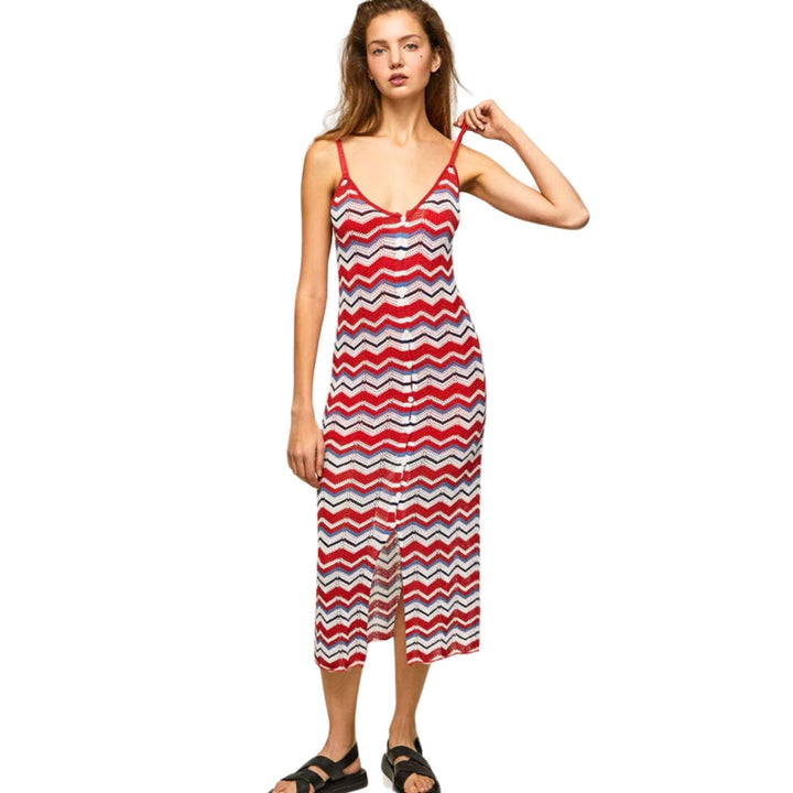 Pepe Jeans Ujjatlan Frida Midi ruha | Piros