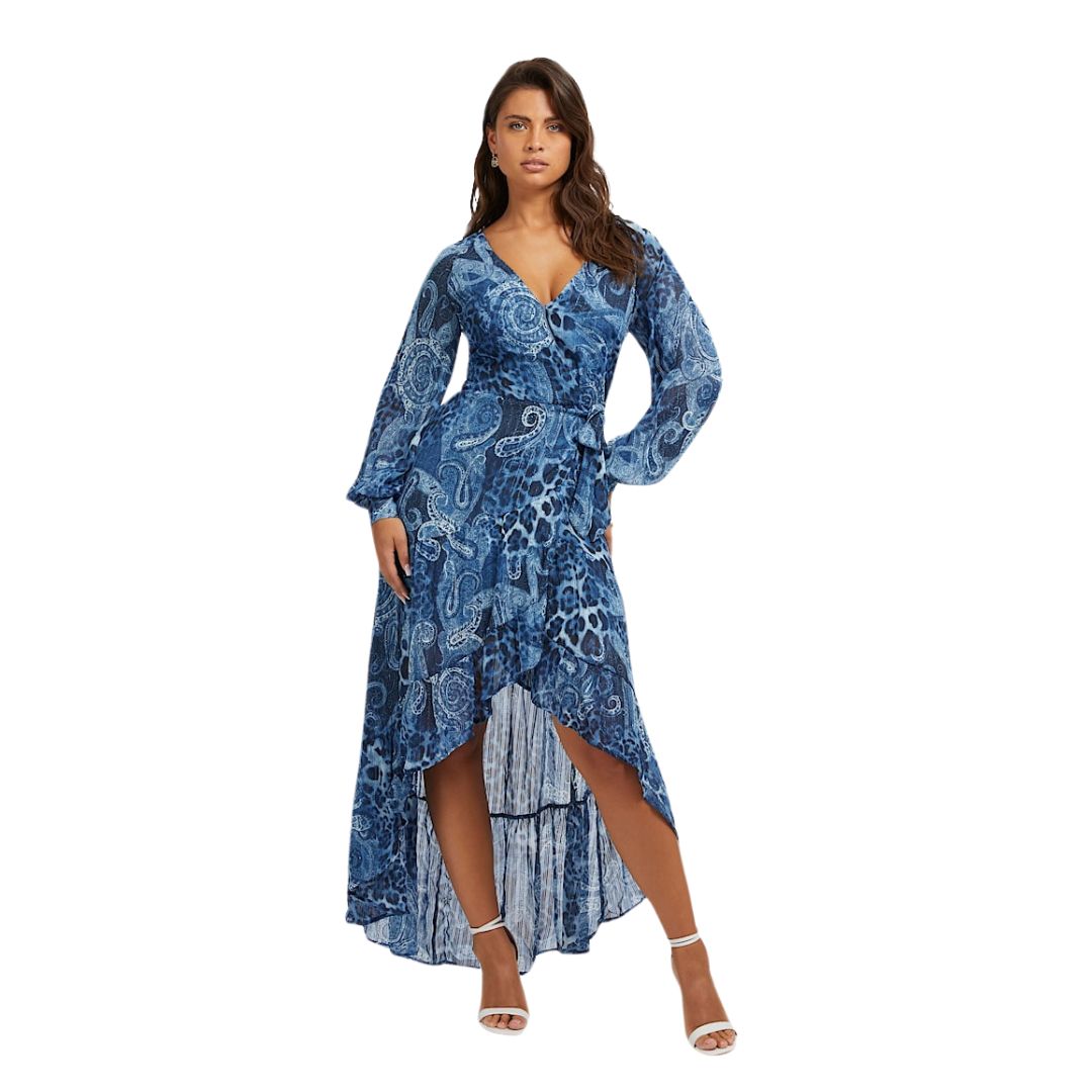 Guess Paisley Mintás Hosszú Ruha I Kék