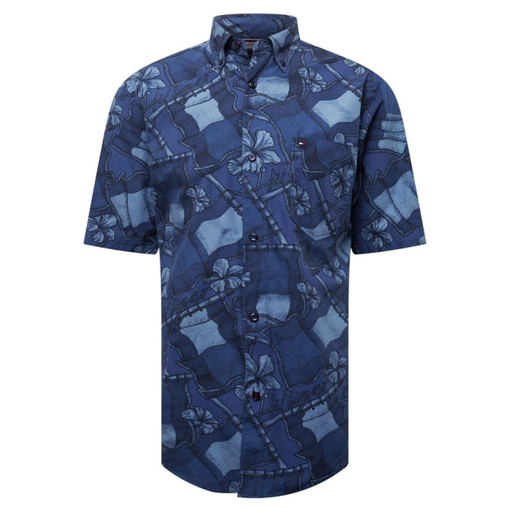 Tommy Hilfiger Casual Wavy Fla | Férfi Rövid Ujjú Ing | Kék Virágos