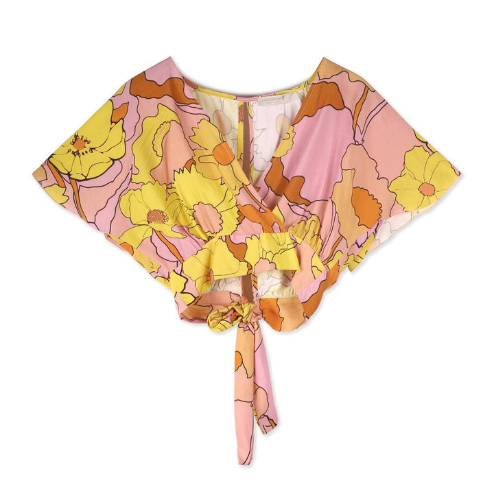 Rinascimento Rövid Ujjú Crop Blúz | Virágos