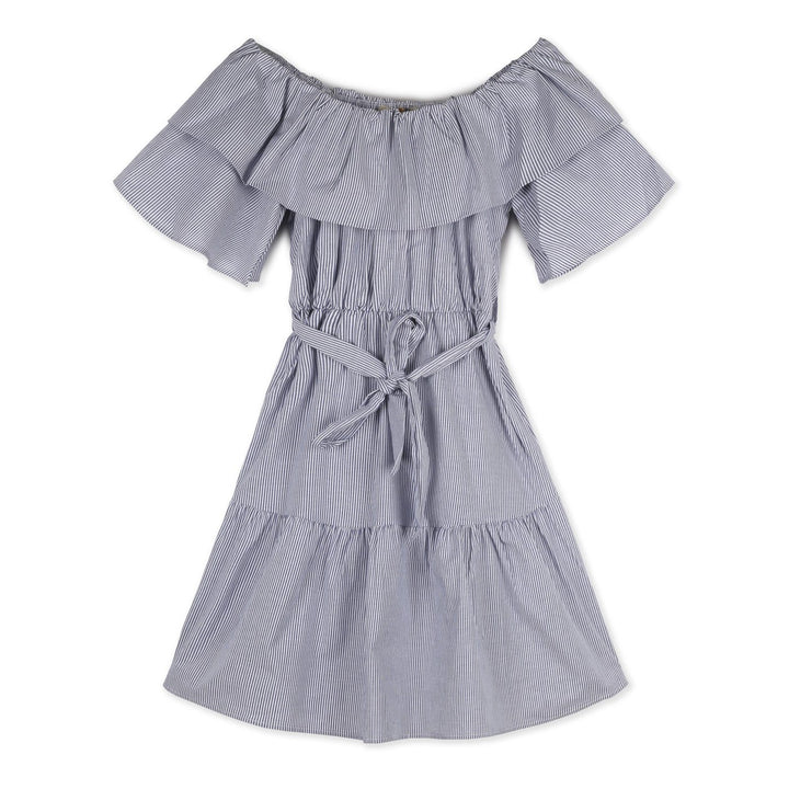 Rinascimento Rövid Ujjú Ruha | Sötétkék Csíkos